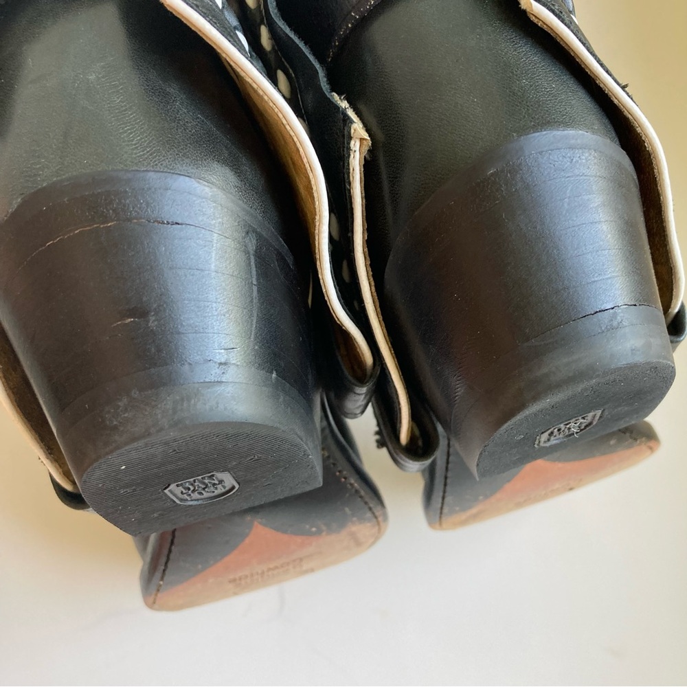 Canty Dan Post Black Leather & Textile Boho Short Ankle Western Cowboy Boots 7.5 - Picture 15 of 16